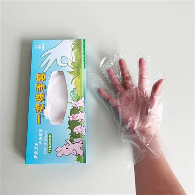 Gants jetables en plastique transparent